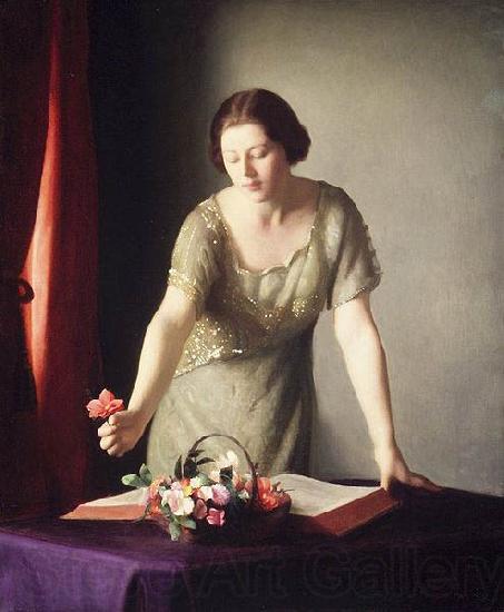 William McGregor Paxton Girl Arranging Flowers Spain oil painting art